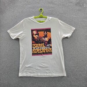 UFC Men Shirt XL White Graphic Print Israel Adesanya Short Sleeve